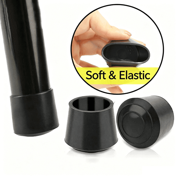 1-1/4 Inch Black Rubber Chair Leg Tips, 6 Count Anti-Scratch Floor Protector Caps for Table Furniture Legs