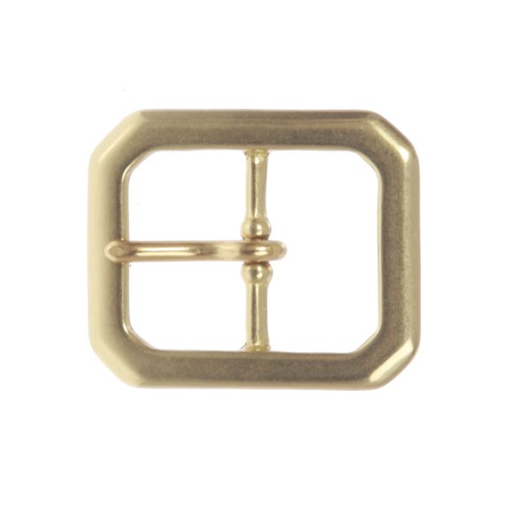 1 1/4 Inch Center Bar Single Prong Solid Brass Octagon Rectangular Belt Buckle
