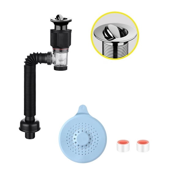 1-1/4 Inch Flexible and Expandable Drain Pipe Tube S Trap,Universal Plastic Angle Simple Extension Tube for Kitchen Bathroom Sink Sewer Drain Wash Basin Bathroom Sink Tube(Black)