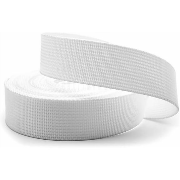 1 1/4 Inch Heavy Nylon Webbing - Straps for Arts and Crafts, Luxury Bag Strap High Density Webbing (5 Yards, White)