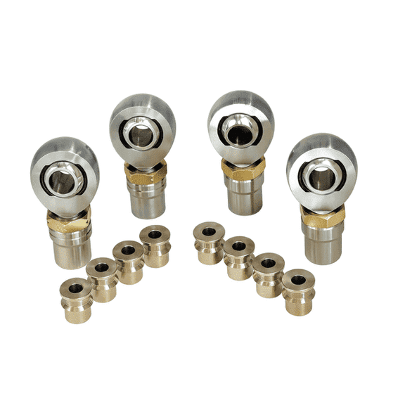 1-1/4 Inch Heim Joint 4-Link Kit with 9/16 Stainless Steel Spacers – 1.25 Rod End Kit, Chromoly Teflon Lined, 2L + 2R with Jam Nuts & Tube Adapters