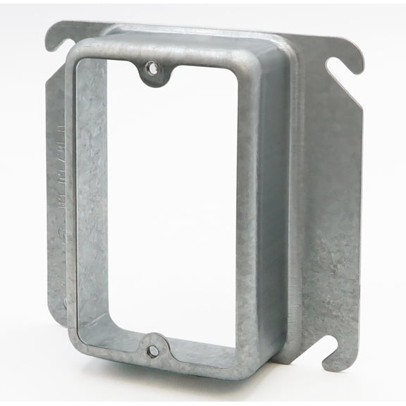 1-1/4 Inch Raised Mud Rings, Square Device Cover, 1 Gang Outlet Cover, 4x4 Inch, Metal Electrical Outlet Cover, Plaster Ring, With Angled Mounting Slots, Outlet Plates