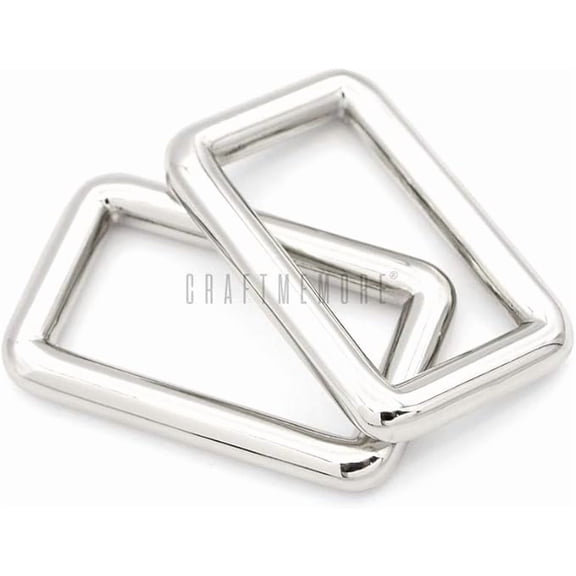 CRAFTME STUDIO 1-1/4" Rectangle Rings Metal Buckles for Bag & Belt Straps, Round Rectangular Loops, Quality Finish, 6 pcs, Silver - SCLP