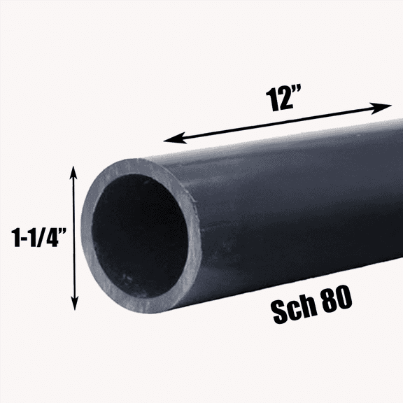 1-1/4 Inch Schedule 80 PVC Pipe - Cut to Custom Length (12")