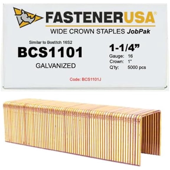 1 1/4" Leg x Wide Crown 16GA GALV 16S2 Staples 5,000ct$$Hardware