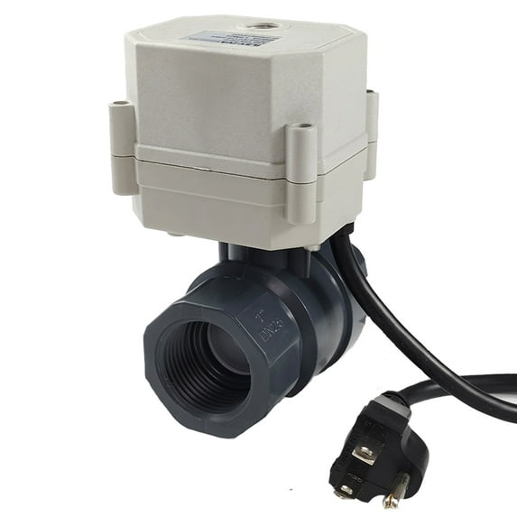 1 1/4" Normally Closed 110VAC-230VAC Motorized Ball Valve, PVC Electric Ball Valve ,With U.S. Plug