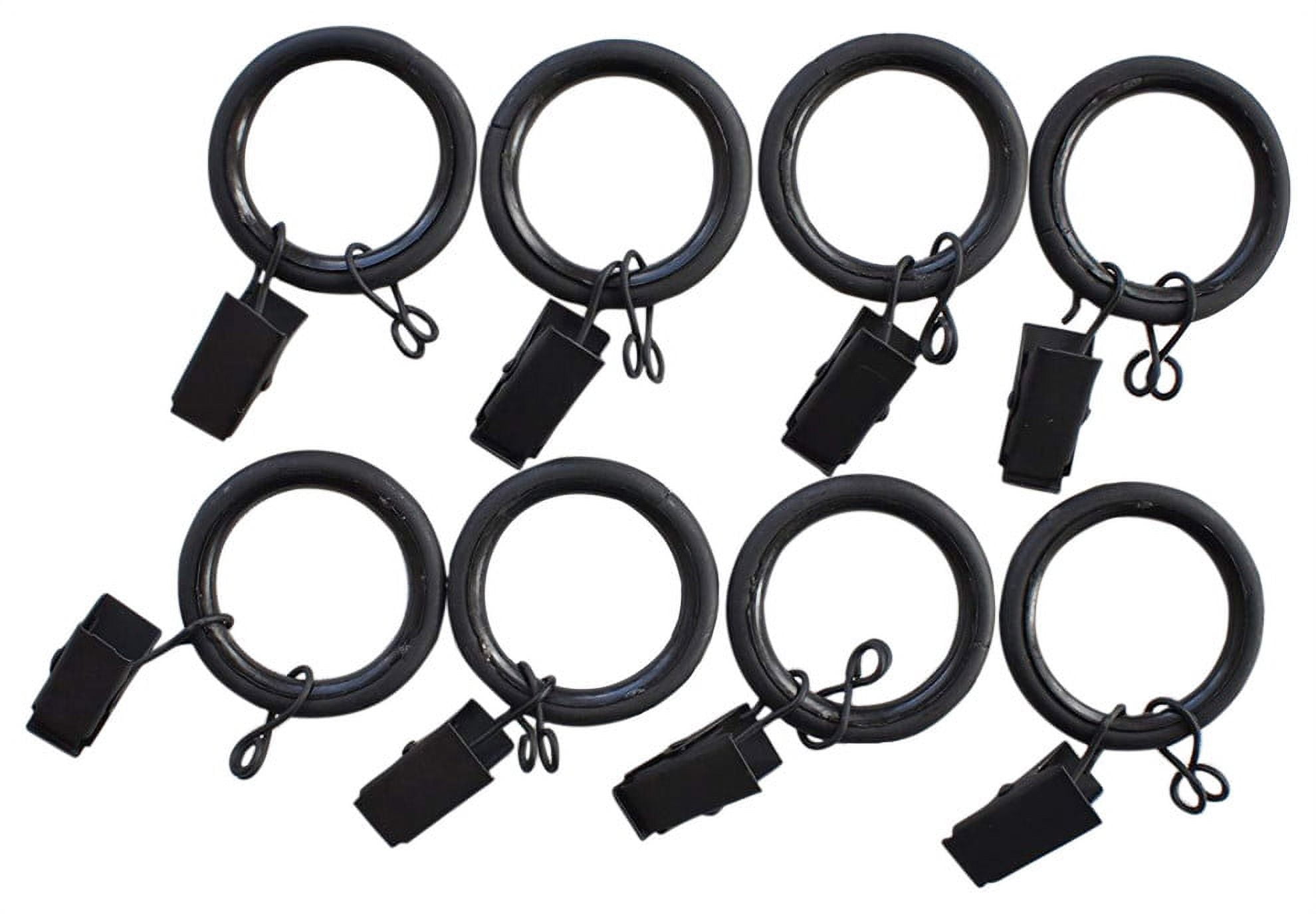 Nylon-Insert Black Curtain Rings 1 1/4
