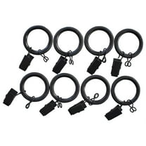 Urbanest 1.25" Nylon-Insert Quiet Metal Curtain Rod Rings with Clips and Eyelets, Fits up to 1″ Rod – Durable Drapery Rings for Smooth Gliding & Secure Grip, 8 Pieces, Black