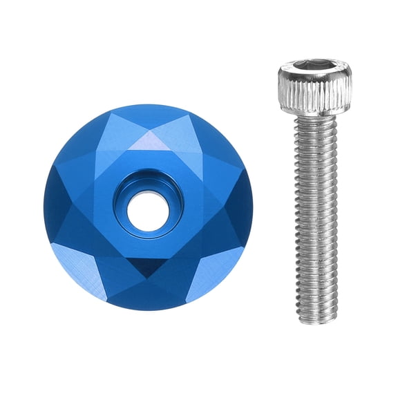 1 1/4" OD Bicycle Headset Stem Top Cap Aluminum Alloy Cycling Headset Cover Stem with M6 Bolt for Mountain Bike Road Bike MTB, Blue