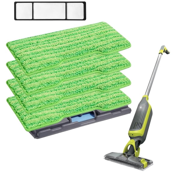 1+1+4 Pack Vm200 Shark Vacmop Pads Compatible with Shark VACMOP VM252 VM200 VM401 VM180 VM190 VM252C VM251, Washable Vac Mop Pads Refills with Upgraded Design of Dirt Chamber