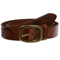 thumbnail image 1 of 1-1/4" Perforated Oval Embossed Casual Vintage Leather Jean Belt, 1 of 4