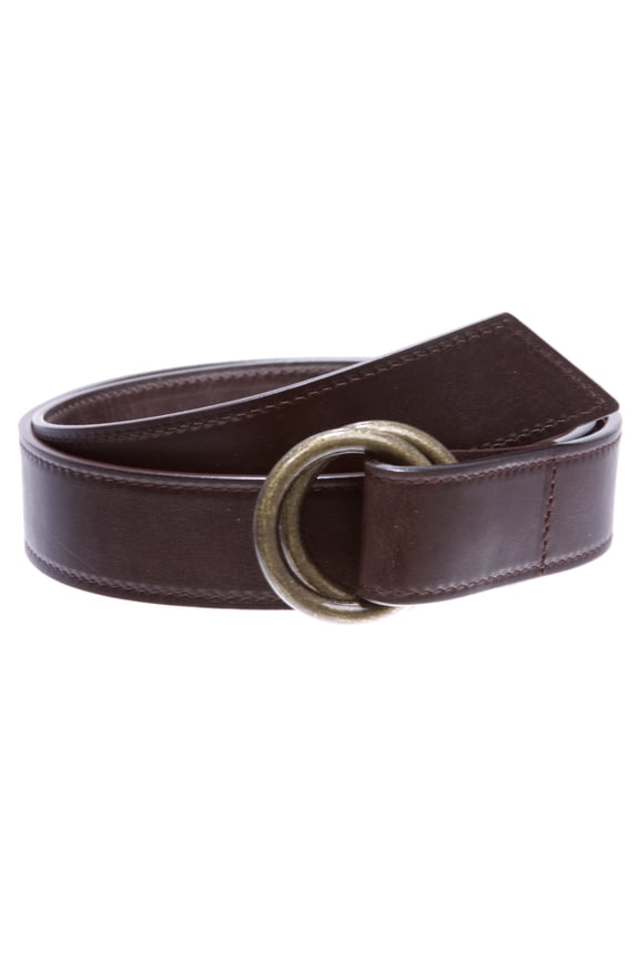 1 1/4" Round Double Circle Ring Buckle 100% Solid Leather Belt