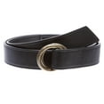 thumbnail image 1 of 1 1/4" Round Double Circle Ring Buckle 100% Solid Leather Belt, 1 of 2