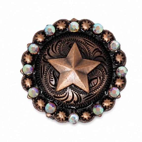 1-1/4" Set of 4 Copper Star Engraved Tack Belt Bag Jewelry Decorative Conchos CO171