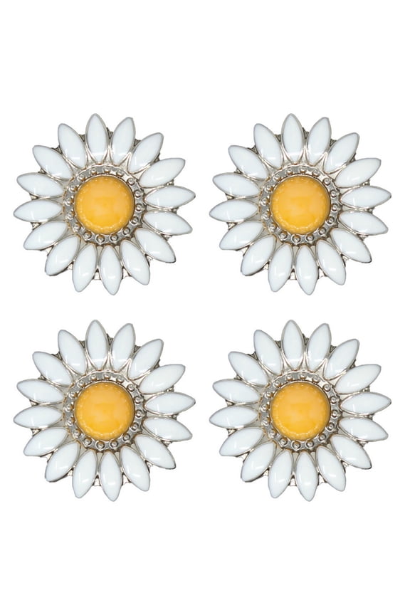 1-1/4" Set of 4 Yellow Flower Western Tack Belt Bag Jewelry Decorative Conchos CO367
