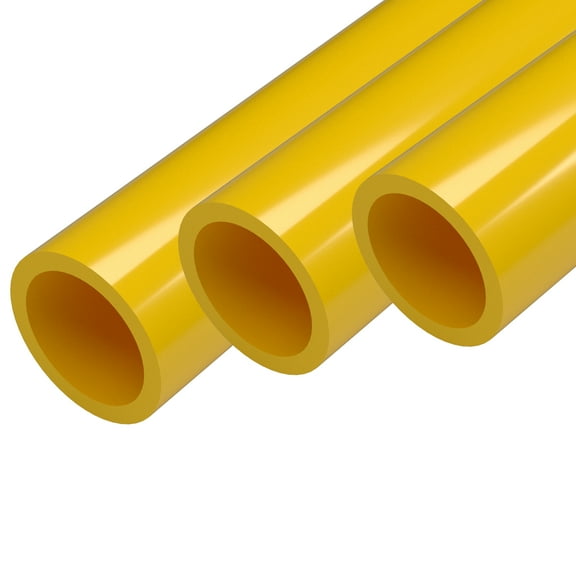 1-1/4" Size Furniture Grade PVC Pipe, 40", Yellow (3-Pack)