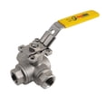 thumbnail image 1 of 1 1/4" Stainless Steel 316 1000PSI Reduced T Port Inline 3-Way PTFE Seat Ball Valve, 1 of 4