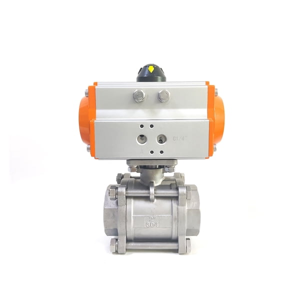 1-1/4" Three Piece High Platform Pneumatic Ball Valve Stainless Steel Pneumatic Ball Valve Double Acting Cylinder ,Long-Time Use