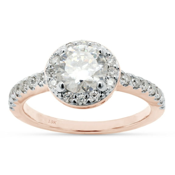 1 1/4 ct. t.w Center 6.5MM Round Cut Lab Created Moissanite Diamond Solitaire Halo Engagement Ring For Women In 10K Solid Rose Gold (G-H Color, VVS1 Clarity, 1.25 Cttw)-4