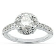 thumbnail image 1 of 1 1/4 ct. t.w Center 6.5MM Round Cut Lab Created Moissanite Diamond Solitaire Halo Engagement Ring For Women In 14K Solid White Gold (G-H Color, VVS1 Clarity, 1.25 Cttw)-4.5, 1 of 7
