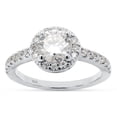 thumbnail image 1 of 1 1/4 ct. t.w Center 6.5MM Round Cut Lab Created Moissanite Diamond Solitaire Halo Engagement Ring In 14K White Gold Over Sterling Silver (G-H Color, VVS1 Clarity, 1.25 Cttw)-4.5, 1 of 7