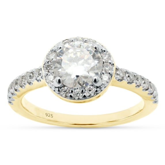 1 1/4 ct. t.w Center 6.5MM Round Cut Lab Created Moissanite Diamond Solitaire Halo Engagement Ring In 14K Yellow Gold Over Sterling Silver (G-H Color, VVS1 Clarity, 1.25 Cttw)-10