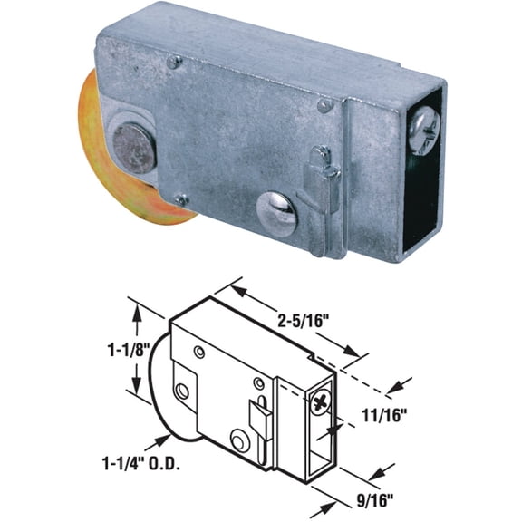 1-1/4 in. Crossly Steel Ball Bearing Sliding Door Roller Assembly