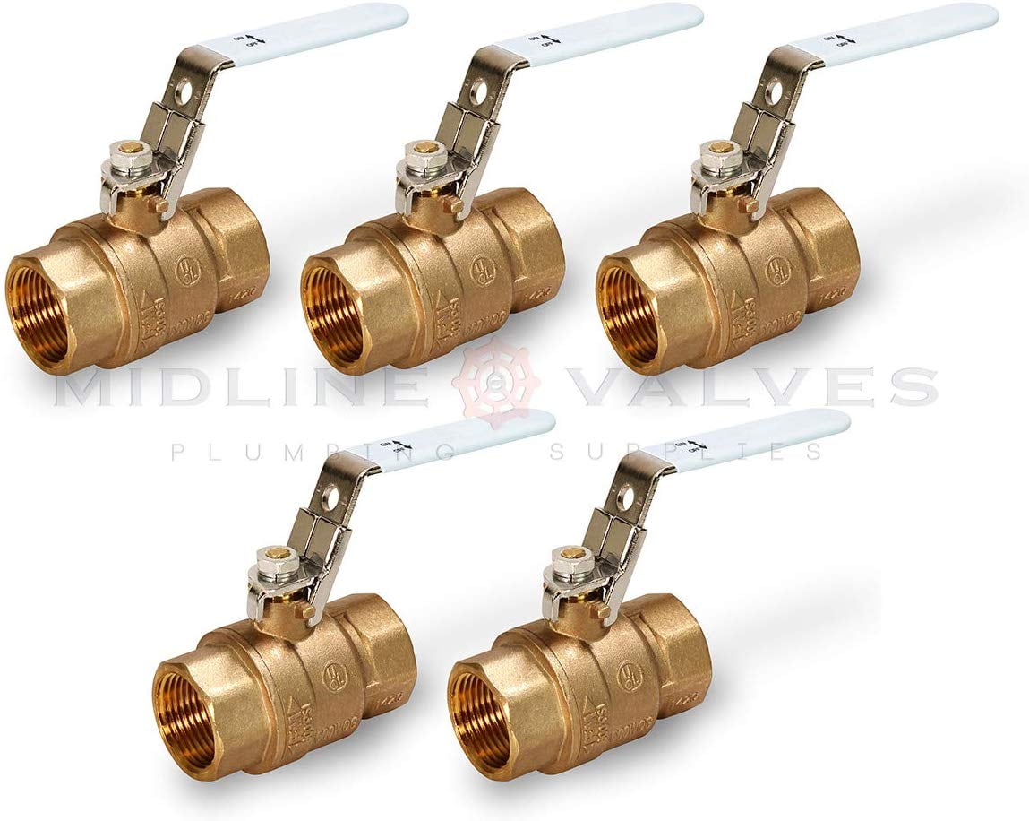 1-1/4 in. FIP x 1-1/4 in. FIP Premium Brass Full Port Ball Valve with Lock Handle (5 Pack)