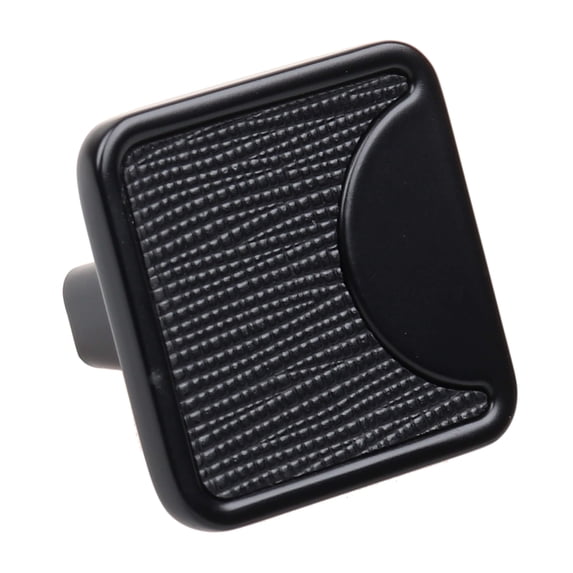 1-1/4 in. Square Embossed Leather Cabinet Knobs, Matte Black