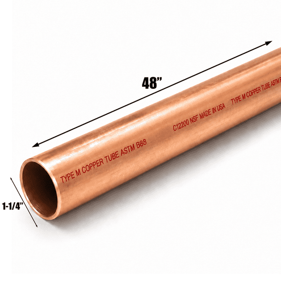 Copper Pipe Type M 1-1/4 in Dia x 48 in Length