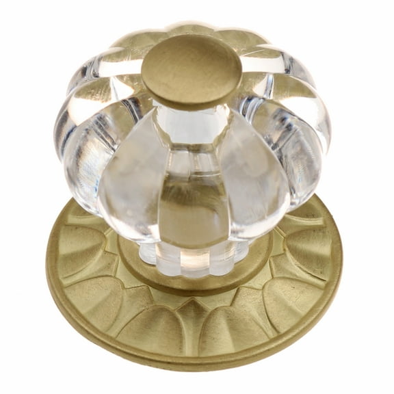 1-1/4-inch Clear Acrylic Melon Cabinet Knob with Satin Gold Backplate - 235140-SG ( Pack of 5)