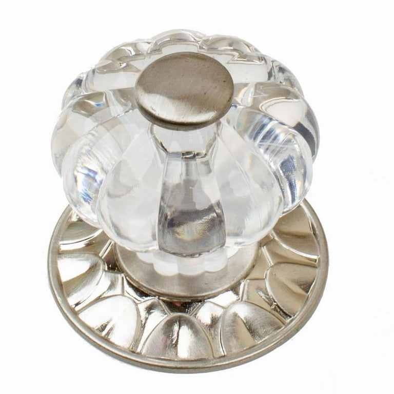 1-1/4 in. Satin Nickel Clear Acrylic Melon Cabinet Drawer Knobs with Backplate (10-Pack) 1-1/4 in. Satin Nickel Clear Acrylic Melon Cabinet Drawer Knobs with Backplate (10-Pack)