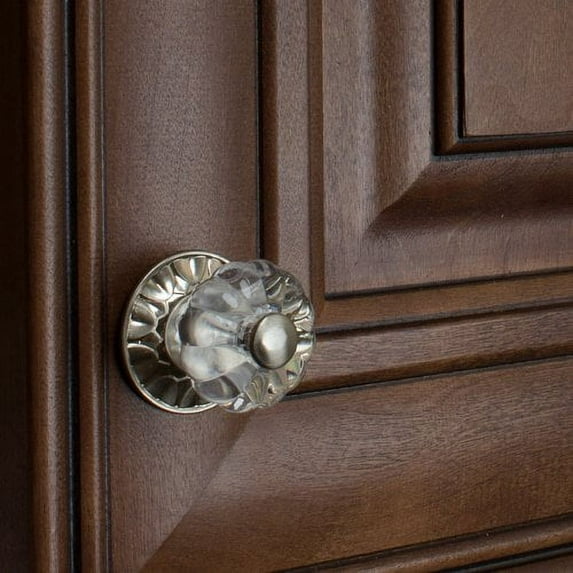 1-1/4-inch Clear Acrylic Melon Cabinet Knob with Satin Nickel Backplate - 235140-SN