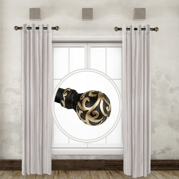 Randal 1" Dia Side Window Curtain Rod 12-20 inch long (Set of 2) - Black