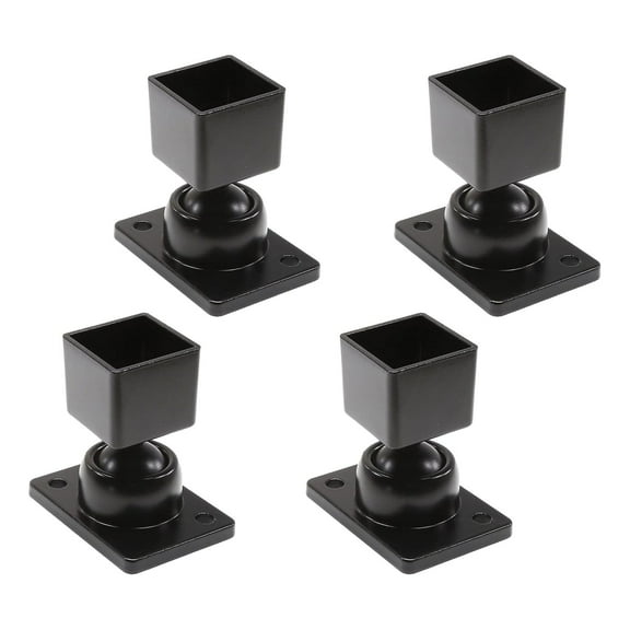 1 1/4" x 1 1/4" Adjustable Swivel Ball Bracket Aluminum Fence - Residential Rail Mounts | Black | Pack of 4
