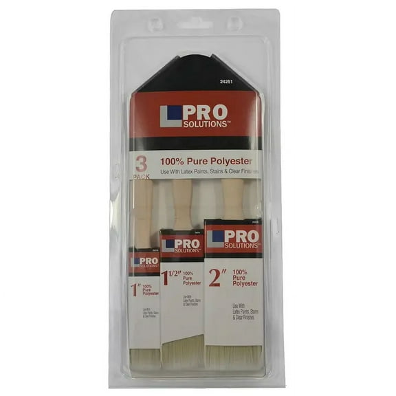1" & 1.5" & 2" Pro Solutions 24251 Polyester Paint Brush Set 3-Piece