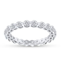 1 1/5 CT.T.W 2.5MM Round Cut Lab Created Moissanite Diamond Eternity Engagement Wedding Band Ring In 10k White Gold Jewelry For Women (1.20 Cttw)