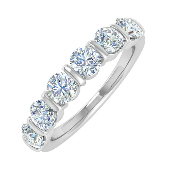 1 1/5 Carat Diamond Wedding Band Ring in 14K White Gold (Ring Size 5.25)