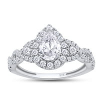 1 1/5 Carat Pear-Shaped Halo Engagement Ring Moissanite Diamond Lab Created infinity Twisted Wedding Ring for Women 18K White Gold Plated 925 Sterling Silver (1.20 Cttw G-H/VVS1) Gift Jewelry Size-4