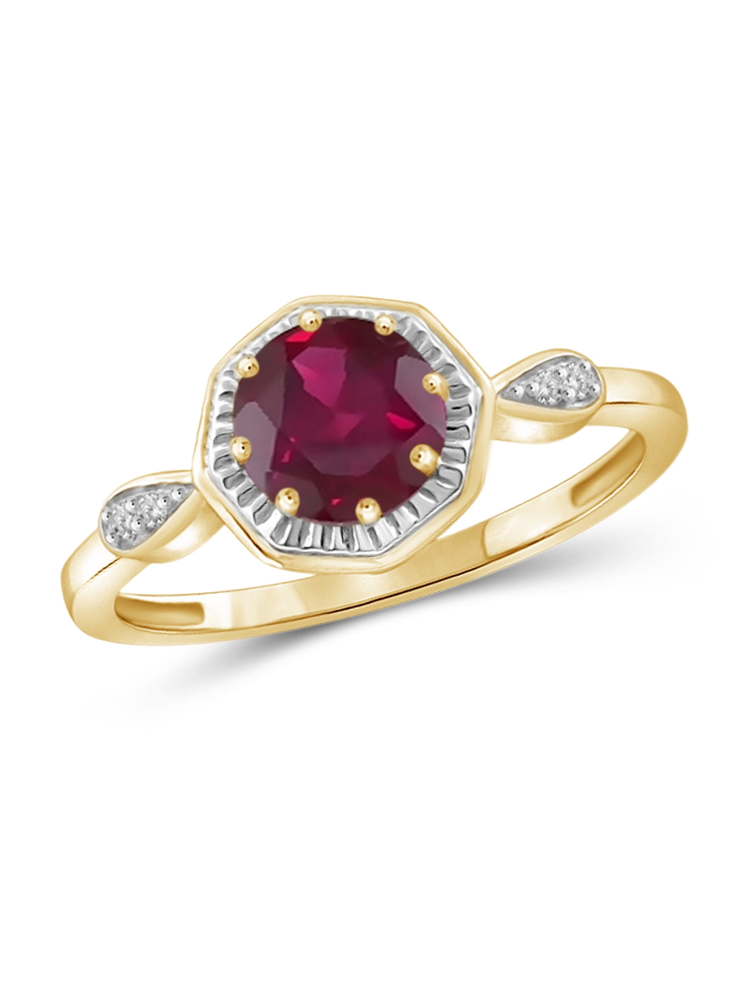 1 1/5 Carat T.G.W. Ruby And White Diamond Accent 14K Gold over Sterling Silver Ring