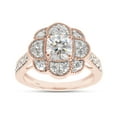 thumbnail image 1 of 1 1/5 ct.t.w Center 6MM Cushion Cut Lab Created Moissanite Diamond Floral Halo Engagement Ring In 14K Rose Gold Over Sterling Silver (G-H Color, VVS1 Clarity, 1.40 Cttw)-8, 1 of 8