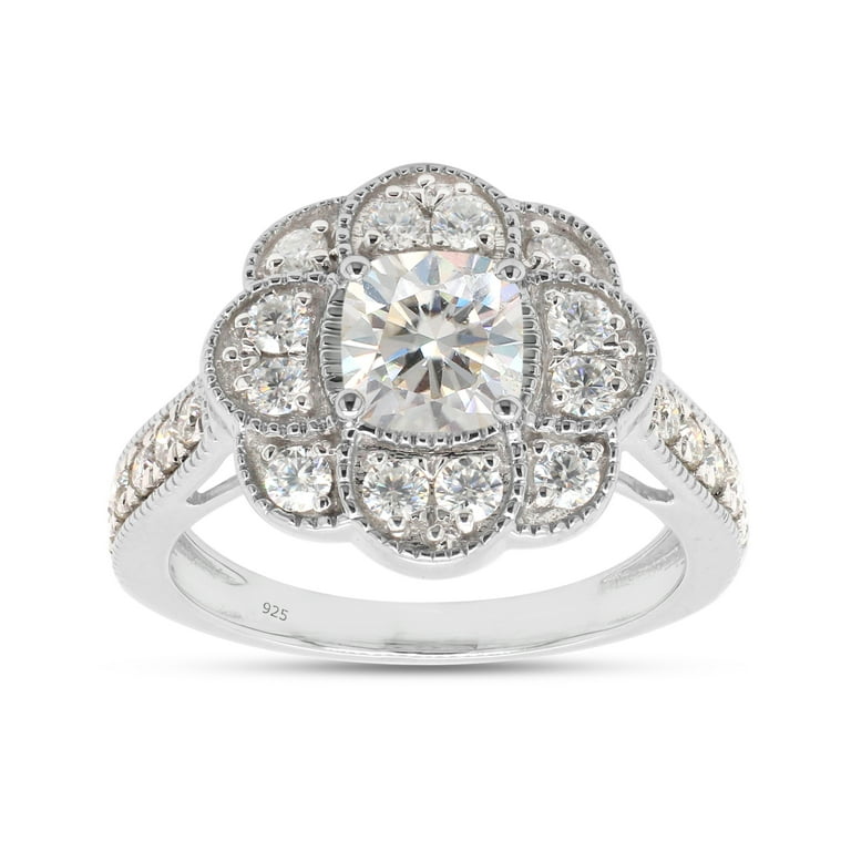 14k White Gold 6mm Cushion Gemstone and Diamond Halo Rings 14k White Gold 6mm Cushion Gemstone and Diamond Halo Rings
