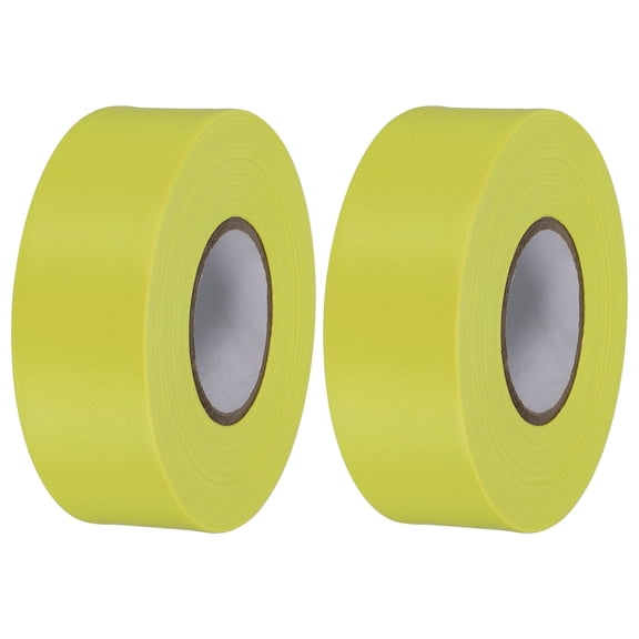 1-1/5"x147' Flagging Tape Non-Adhesive Neon Marking Tape for Tree Survey Boundaries, Yellow 2 Pack