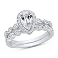 thumbnail image 1 of AFFY 1.16CT Moissanite Diamond Halo Engagement Bridal Ring Set for Women 14K White Gold over Silver-11.5, 1 of 6