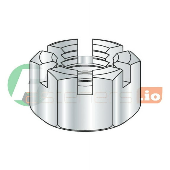 1 1/8-12 Slotted Hex Nuts / Steel / Plain (Quantity: 60 pcs)