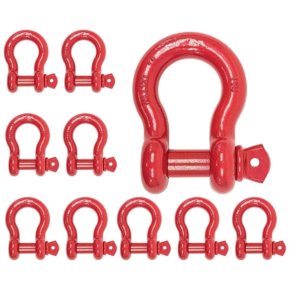 1-1/8" Anchor Shackle Forged Carbon Steel w/ Alloy Screw Pin Load Limit # 9.50 Tons (19,000 lbs) | Double Rust Protection Heavy Duty D Ring Shackle for Towing, Rigging & Vehicle Recovery (10 Pack)
