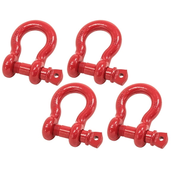1-1/8" Anchor Shackle Forged Carbon Steel w/ Alloy Screw Pin Load Limit # 9.50 Tons (19,000 lbs) | Double Rust Protection Heavy Duty D Ring Shackle for Towing, Rigging & Vehicle Recovery (4 Pack)