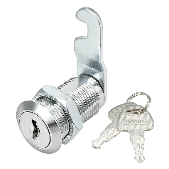 1-1/8" Cylinder Zinc Alloy Chrome Plated Hooked Cam Lock w Key, Keyed Different
