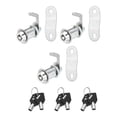 thumbnail image 1 of 1-1/8 Inch Cabinet Locks with Key, Cam Replacement Lock Cylinder Toolbox Lock Keyed Alike, Silver 3 Pack, 1 of 8