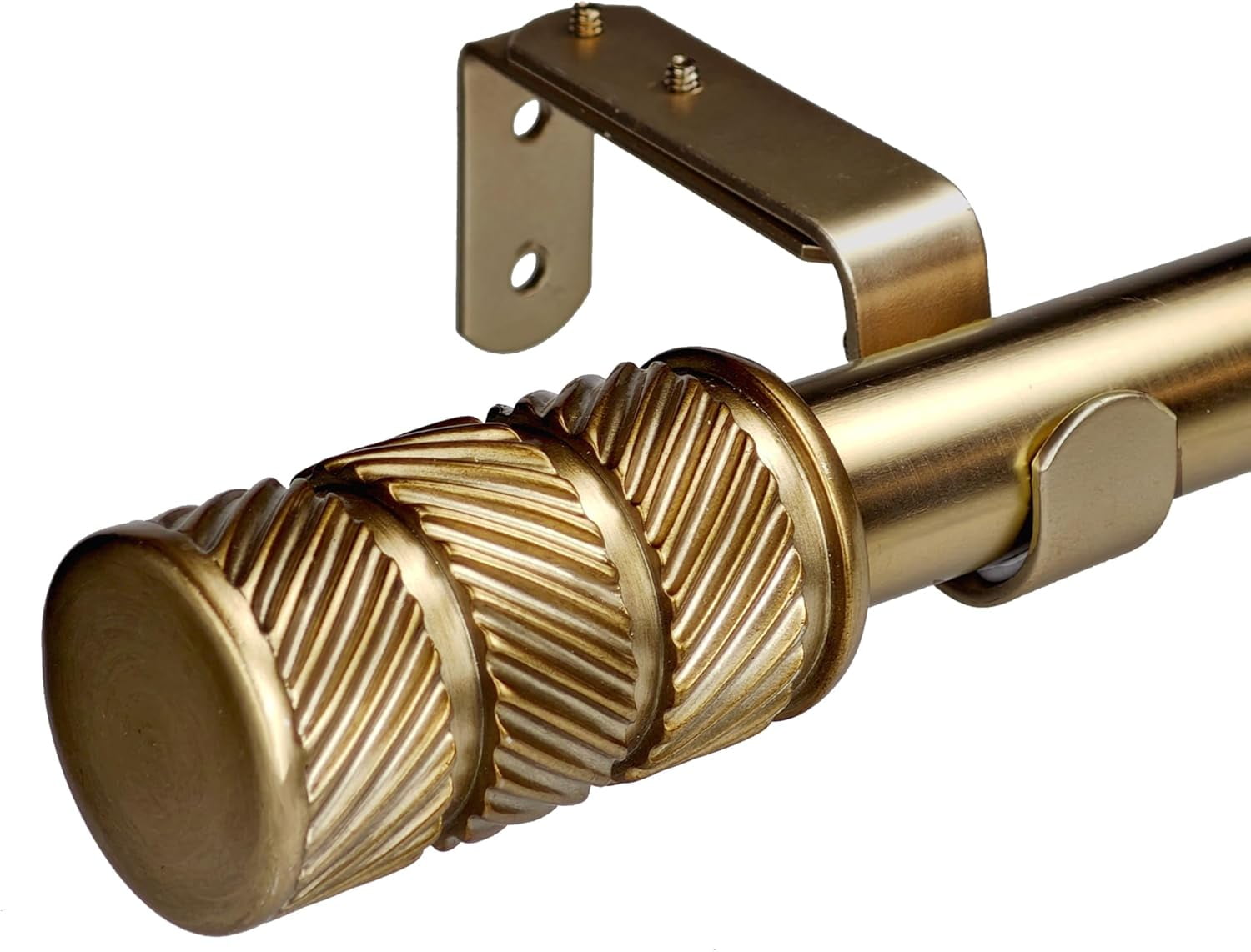 ILAISIHOME Antique Gold Curtain Rods – 1-1/8” Diameter, 36-72” Telescoping Single Rod, Knurl Finial, For Windows 24-68” Wide